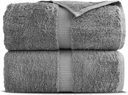 Miniatura 2 de Towel Bazaar Toallas Turcas de Algodón Premium Súper Suaves y Absorbentes (Juego de 2 Sábanas de Baño, Gris)