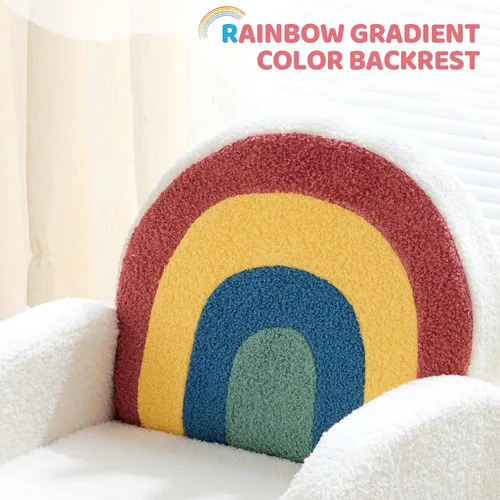 Miniatura 6 de JOYMOR Sofá para niños, sillón para niños con cobertura completa de forro polar, ultrasuave y felpa, base resistente para niños y niñas, arcoíris