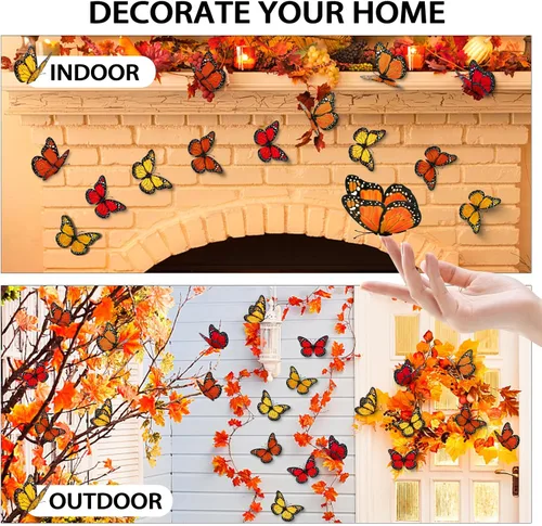 Miniatura 6 de Hommtina 40 piezas de decoraciones de mariposa monarca para manualidades, mariposas falsas de alta calidad, decoración de pared para el hogar, boda