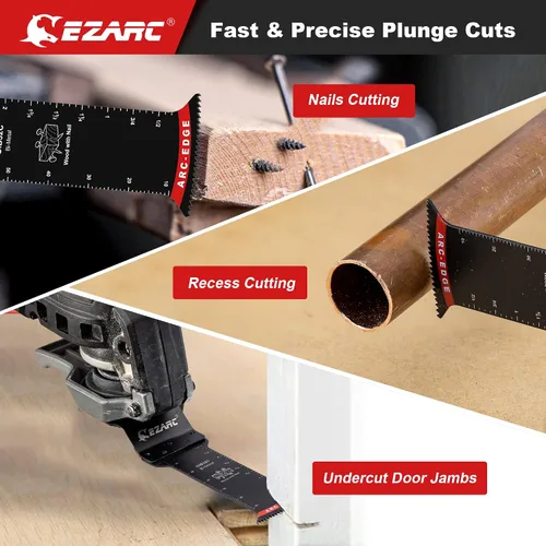 Miniatura 6 de EZARC Hojas de sierra oscilantes extralargas – 5 cuchillas multiherramienta bimetálicas con borde de arco, corte preciso para madera con clavos