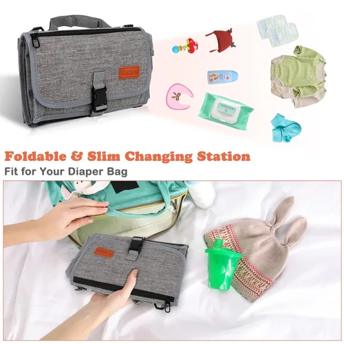 Miniatura 5 de Cambiador de pañales portátil, cambiador de pañales para recién nacido, cambiador de bebé con bolsillo de toallitas inteligentes, kit de cambio