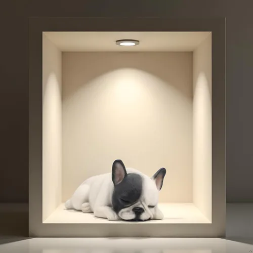 Miniatura 5 de Comfy Hour Doggyland Collection, Coleccionables de Perros en Miniatura, Figura de Bulldog Francés Acostado Durmiendo de 6", Estatua de Animal