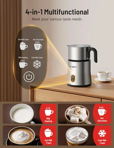 Miniatura 2 de PARIS RHÔNE - Espumador de leche y vaporizador de leche, desmontable 4 en 1, máquina de chocolate caliente de 16.9 fl oz y calentador de leche