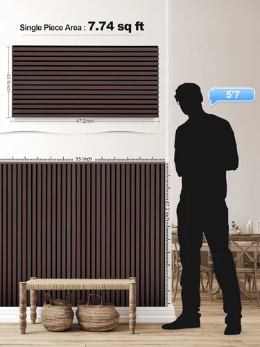 Miniatura 4 de Mollywell Paneles de madera para pared, instalación que ahorra tiempo, decoración de pared de listones de madera versátil, diseño acanalado mejorado