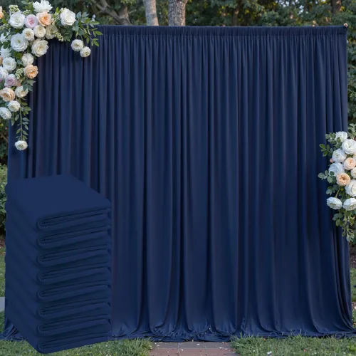 Miniatura 81 de Cortinas de telón de fondo blanco de 30 pies x 8 pies para fiestas de boda, 6 paneles de 5 pies x 8 pies, cortinas de fotografía de poliéster sin