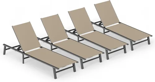 Miniatura 14 de Tumbona de Aluminio para Exteriores - Silla de Descanso Plegable y de Montaje Libre para Exteriores con 5 Respaldos Ajustables, Silla de Patio
