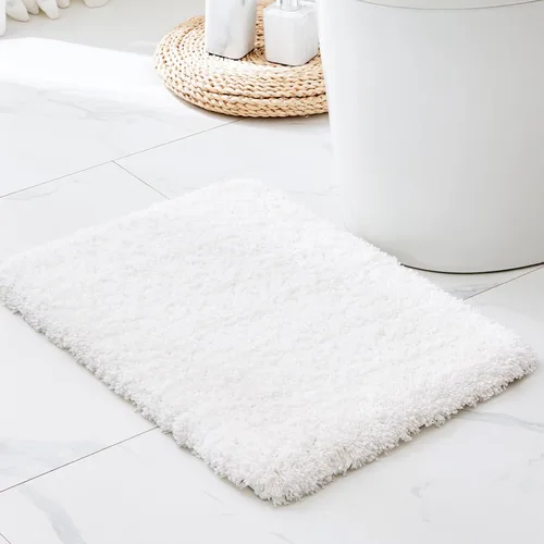 Miniatura 9 de Disolla Alfombras pequeñas para baño 17x24 antideslizante, alfombra de baño blanca esponjosa para el suelo del baño, lavable a máquina, alfombra