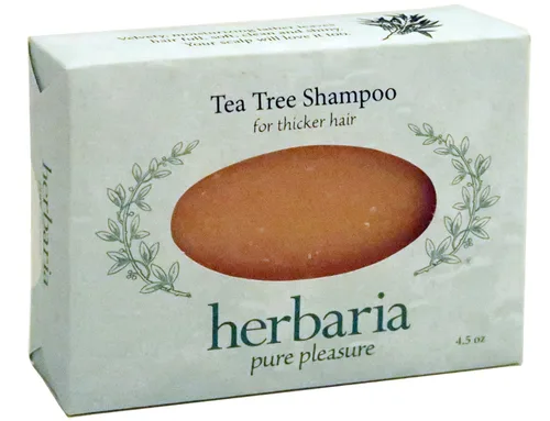Herbaria Barra de champú Tea Tree para cabello más grueso jabón natural hecho a mano con aceites esenciales. Disfruta de nuestros otros productos