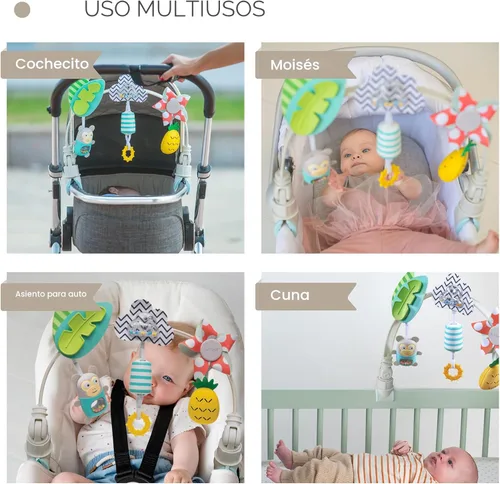Miniatura 5 de Taf Toys Arco Tropical Ajustable para Asiento de Automóvil Infantil y Cochecito de Juguete para Bebés y Niños Pequeños, Arco de Cochecito, Juguetes