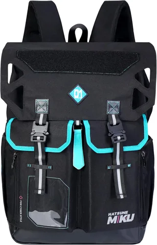 Miniatura 11 de Mochila de anime serie de colaboración para Hatsune Miku, mochila de viaje Techwear de 22L, mochila para mujeres y hombres Miku - Mochila de 22 l