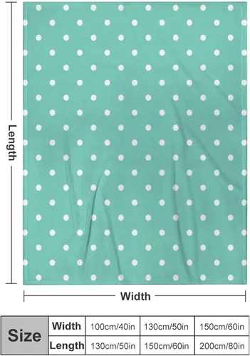 Miniatura 2 de Manta de felpa de lunares blanco aguamarina, suave y acogedora, manta de franela para todas las estaciones, para sofá, cama, 40 x 50 pulgadas