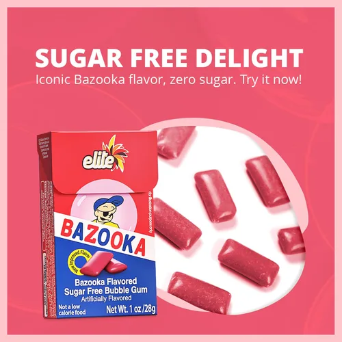 Miniatura 3 de Elite Must Sugar Gum Classic Flavor Bazooka, 1oz (paquete de 16) Producto de Israel
