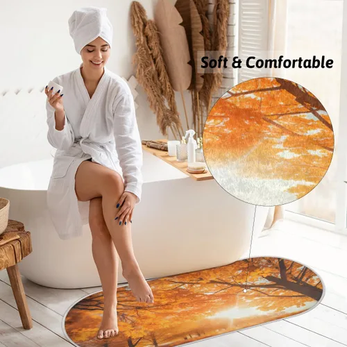 Miniatura 4 de cfpolar Maple Tree Forest Sunny Bathroom Rugs Non-Slip Bath Rug Microfiber Bath Mat Absorbent Kitchen Mats and Rugs Machine Washable Oval Plush