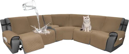 Miniatura 51 de Fundas de terciopelo 10% impermeables para sofá modular reclinable en forma de L, 1 pieza, fundas acolchadas para sofá reclinable esquinero, juego