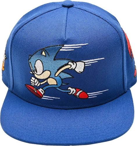 Concept One Gorra de béisbol Sonic The Hedgehog para hombre, logotipo bordado con ala plana, ajustable