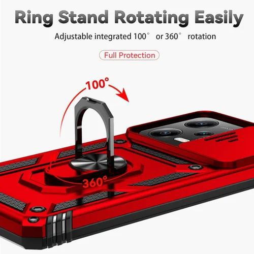 Miniatura 5 de Funda para Redmi Note 12 Pro, Poco X5 Pro con protector de pantalla de vidrio templado y cubierta de cámara deslizante, anillo magnético soporte