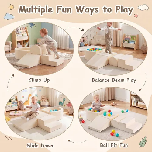 Miniatura 2 de Tiita Juego de bloques de espuma para escalar con pequeña piscina de bolas para bebé, juego de 5 piezas para gatear y escalar - Escalador suave