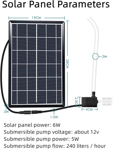 Miniatura 7 de Fuente de agua para exteriores alimentada por energía solar, fuente de bambú zen con bomba, panel solar de 6 W, filtro de agua y tubo de agua de 6.6