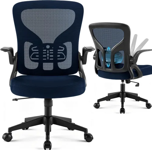 Miniatura 13 de Office Chair Ergonomic Desk Chair with Adjustable Headrest Lumbar Support, High Back Breathable Mesh Chair with 120° Tilt & Flip-Up Armrests, Swivel