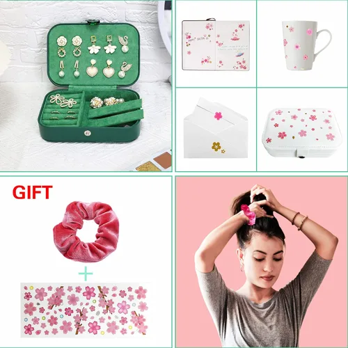 Miniatura 6 de batifine Estuche de joyería de viaje, organizador de joyas pequeño de piel sintética para mujeres y niñas, caja de joyería de viaje de 2 capas