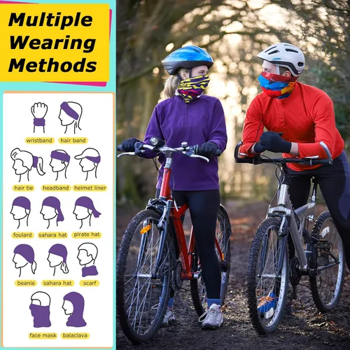 Miniatura 5 de JaGely 50 Pieces Neck Gaiter Sports Neck Head Wrap Headband Scarf Face Bandana Hair Wrap Neck Tube Balaclava for Women Men