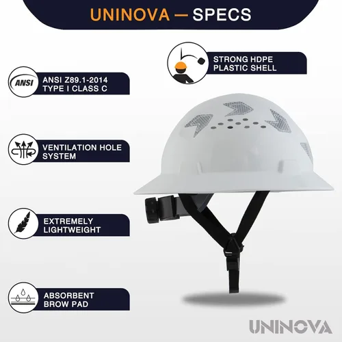 Miniatura 3 de Casco de seguridad de ala completa ventilado, casco de seguridad UNINOVA ANSI Z89.1, aprobado por la OSHA, cascos de construcción para hombres
