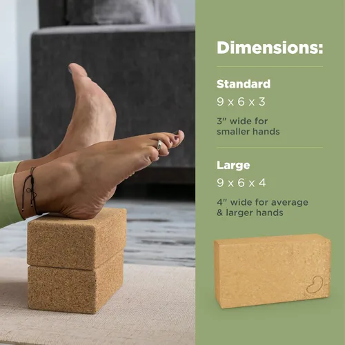 Miniatura 3 de Bean Products Bloques de yoga, tamaños estándar y grandes, grado de estudio, antideslizantes, hechos de materiales ecológicos, corcho o espuma 100%