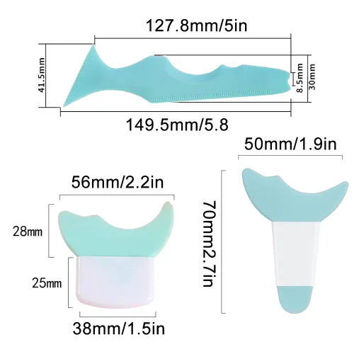 Miniatura 3 de 4 plantillas todo en uno para delineador de ojos, puntas de alas + plantillas de sombra de ojos + deflector de silicona, herramienta de guía de Azul