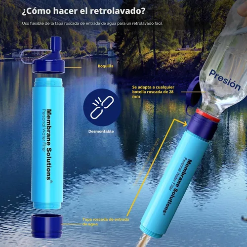 Miniatura 6 de Membrane Solutions Filtro de agua de paja S1, certificado NSF/ANSI 42 y 372 y 401, equipo portátil de filtración de supervivencia, preparación