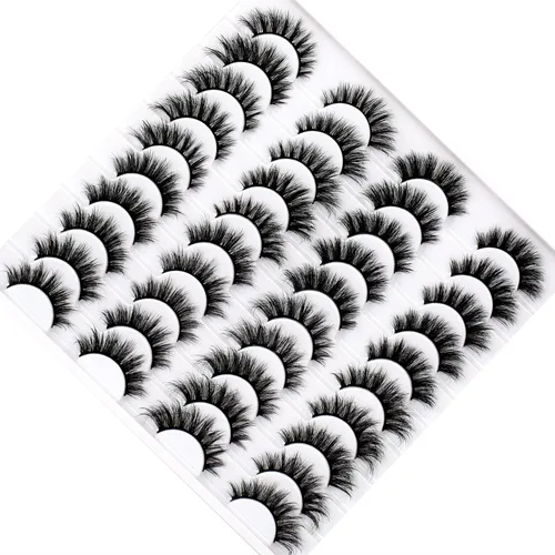 Miniatura 684 de Pooplunch - Pestañas postizas finas de visón sintético, estilo ojo de gato, naturales, cruzadas, tipo racimo, efecto 8D de volumen, tiras