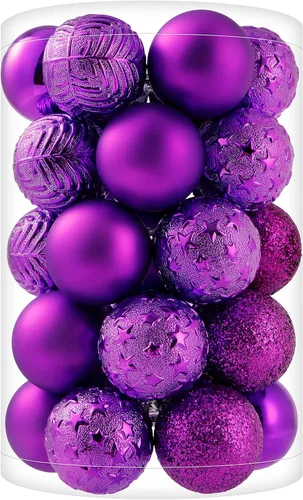 Miniatura 19 de 34 piezas Adornos de bola de Navidad azul bebé irrompibles de plástico para árbol de Navidad, decoraciones para fiesta de Navidad, oficina en casa