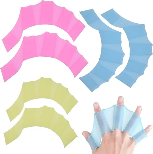 3 pares de palas de natación de mano, aletas de natación para entrenamiento de natación, paletas de mano de malla de silicona, guantes de natación