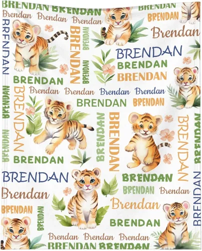 Miniatura 16 de Manta personalizada de animales bebés para niños y niñas, mantas personalizadas con nombre, manta ligera de franela suave para ropa de cama, sofá