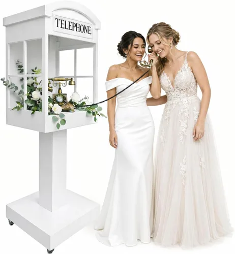 Telephone Booth Audio Guest Book White Phone Booth Stand Wedding Telephone Booth Box Perfect for Video Message Recording Wedding Party Ceremony