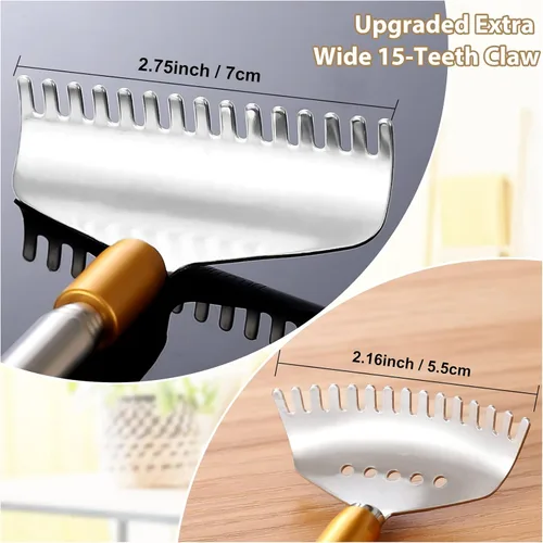 Miniatura 5 de Rascador de espalda, largo rascador de espalda extensible para mujeres, hombres y adultos, garra resistente/mango antideslizante/rodillo de masaje