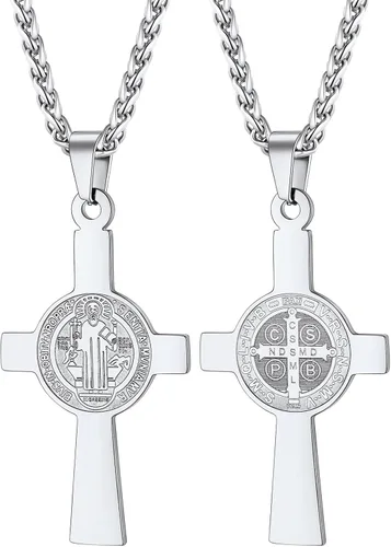 Miniatura 198 de U7 Saint Benedict/Michael Medal Necklace, 316L Stainless Steel Virgin Mary Necklace for Men Women, Bible Verse Protection Necklace Catholic