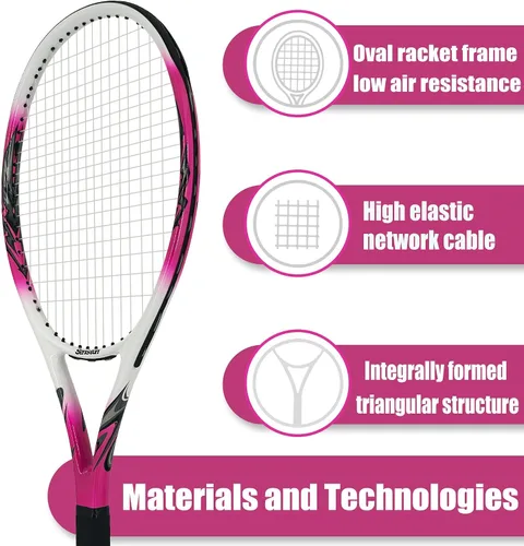 Miniatura 5 de Raquetas de tenis Senston para adultos de 27 pulgadas - Juego de raquetas de tenis para 2 jugadores con 3 pelotas, 2 empuñaduras, 2 amortiguadores