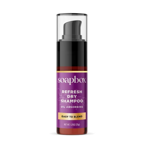 Soapbox Refresh Dry Champú en polvo, absorbe el aceite y da volumen al cabello, champú seco sin aerosol en polvo para el cabello con biotina,