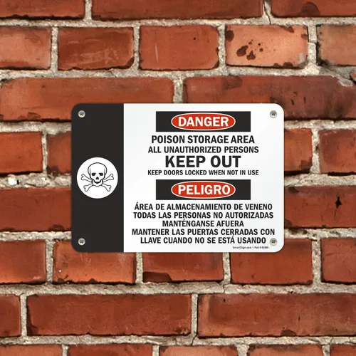 Miniatura 3 de SmartSign Letrero bilingüe "Danger - Poison Storage Area" Aluminio de 7" x 10
