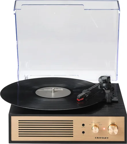 Miniatura 14 de Crosley CR6045A-BK Miles 3-Velocidades Bluetooth Entrada/Salida Reproductor de Discos Tocadiscos con Altavoces Integrados, Negro