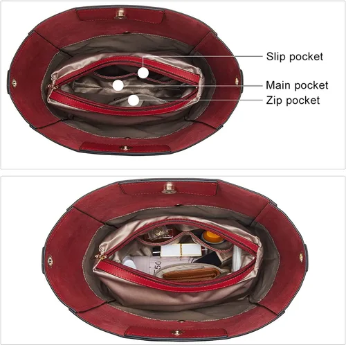 Miniatura 4 de Bostanten Bolsas de cuero para hombro, tipo balde, para mujer
