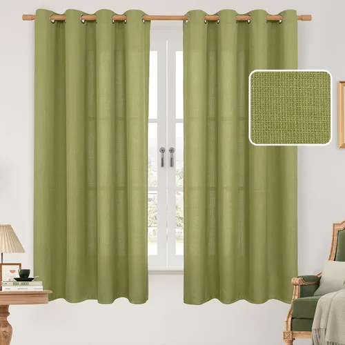 Miniatura 148 de LAMIT Cortinas de lino sintético para dormitorio, paneles filtrantes de luz, cortinas de lino con protección de privacidad con ojales para ventanas
