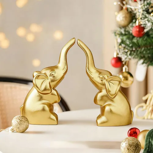 Miniatura 10 de DUQGUHO Mini elefante negro regalos para mujer, estilo moderno, estatua de animal pequeño, 2 piezas de decoración de elefante para estantes
