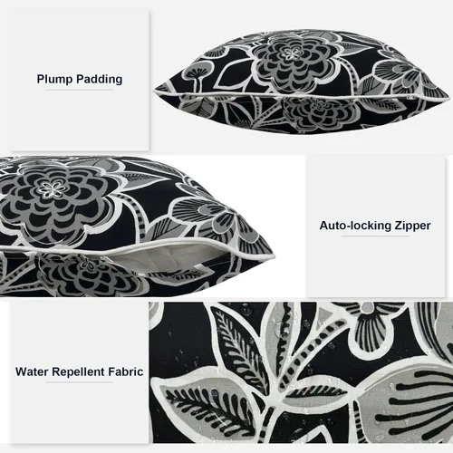 Miniatura 383 de Juego de 2 almohadas para exteriores de 16 x 16 pulgadas, repelentes al agua con interiores, para muebles de patio, hogar, jardín, geometría bohemia