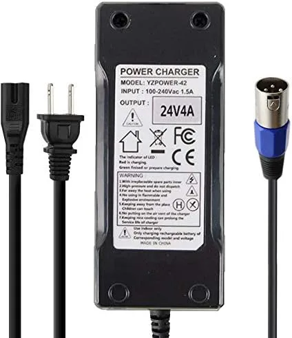 Abakoo Cargador de batería de 24V 4A para Jazzy, Shoprider, Go-Go Pride IZIP I25 IZIP I300 IZIP I350 IZIP I500 Mpv5 Mpv4 Pronto m41, Ezip 400 500
