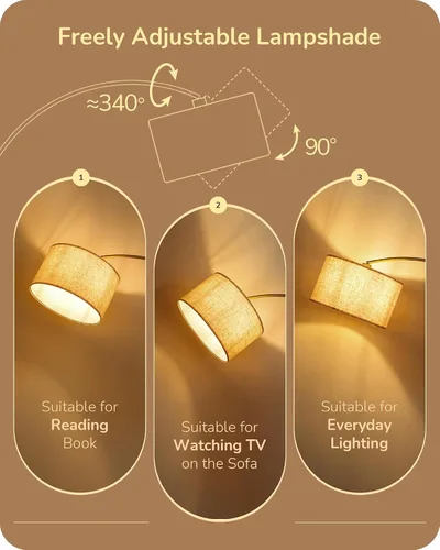 Miniatura 5 de EDISHINE Lámpara de pie arqueada dorada de 78.3 pulgadas con control remoto, luz de lectura moderna de mediados de siglo sobre silla, lámpara de pie