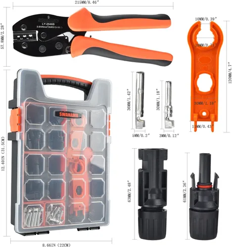 Miniatura 2 de Kit de herramientas de crimpado de conectores de panel solar con 1 crimpador, 15 pares de conectores y 1 llave inglesa, herramientas esenciales