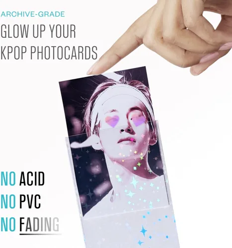 Miniatura 5 de Kit de iniciación protector de tarjetas fotográficas Kpop 4 en 1 Incluye 68 fundas para tarjetas en 3 tamaños estándar, fundas holográficas