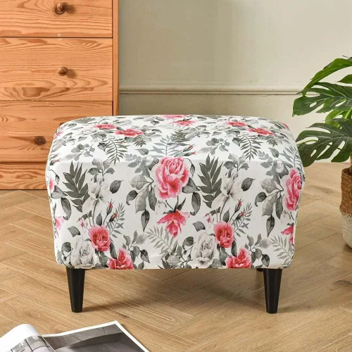 Miniatura 51 de Funda elástica otomana rectangular para taburete, funda de elastano estampada para reposapiés, protector antideslizante para reposapiés, con parte #1