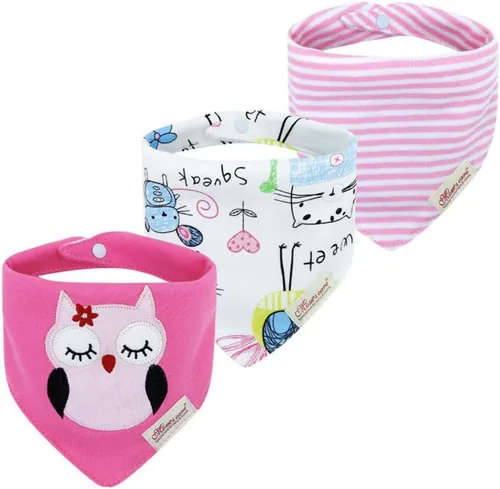 Miniatura 28 de JN&LULU Paquete de 3 baberos de bebé recién nacido, bandana, baberos para babear, de algodón, regalos para bebés